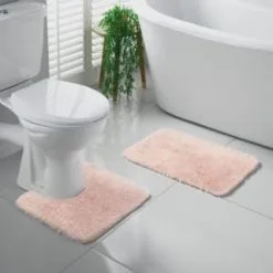 Curtains & Poles Shop -ComfyZone Shop 400291 400292 tufted bath and ped mat blush 1